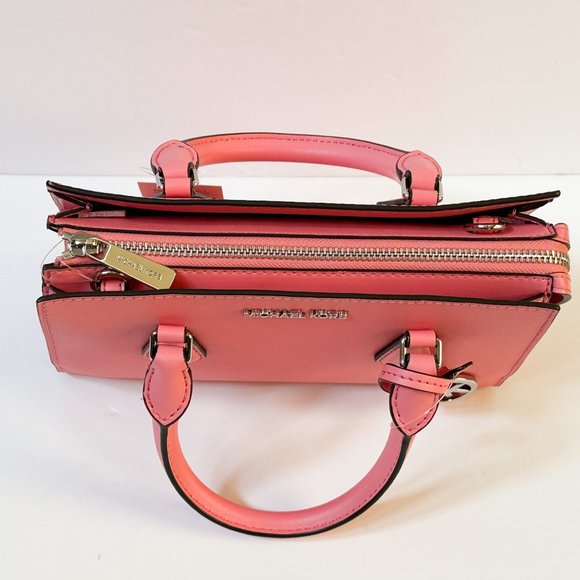 Michael Kors Sheila Small MINI Satchel Shoulder Crossbody Bag Tea Rose - Picture 9 of 15